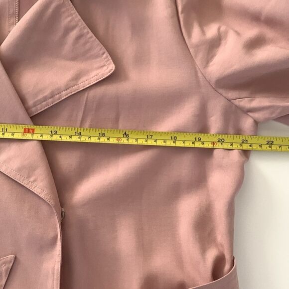 Sebby Collection Rayon Blend Pink Belted Pockets  Clasp Trench Coat Size L - Picture 3 of 10